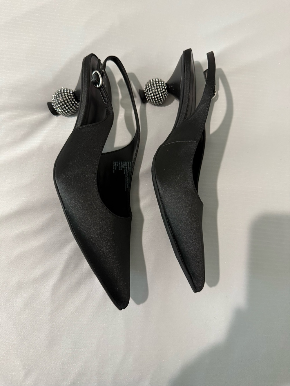 A New Day Black Rhinestone Ball Heel Slingback Pumps Women's Size 9